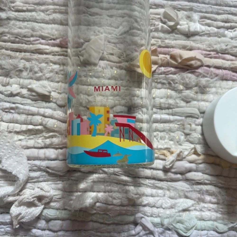 Starbucks Miami You Are Here Collection Glass Water Bottle with Lid
